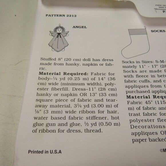 Kwik Sew 2212 Sewing Pattern NEW UNOPENED Christmas Advent Calendar - Picture 7 of 8